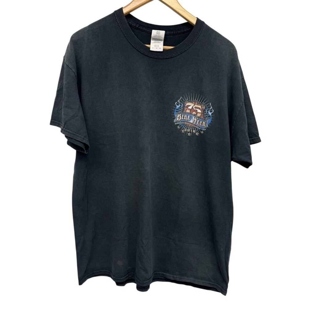 2016 Daytona Beach Bike Week T-shirt 75th Double Graphic Flames Sun‎ Faded XL